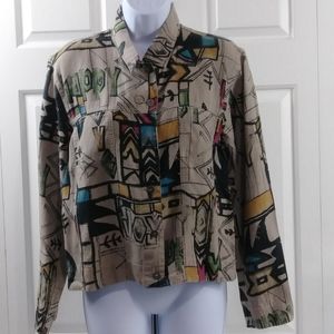 Chicos Linen Print Jacket | Size 0 (XS)